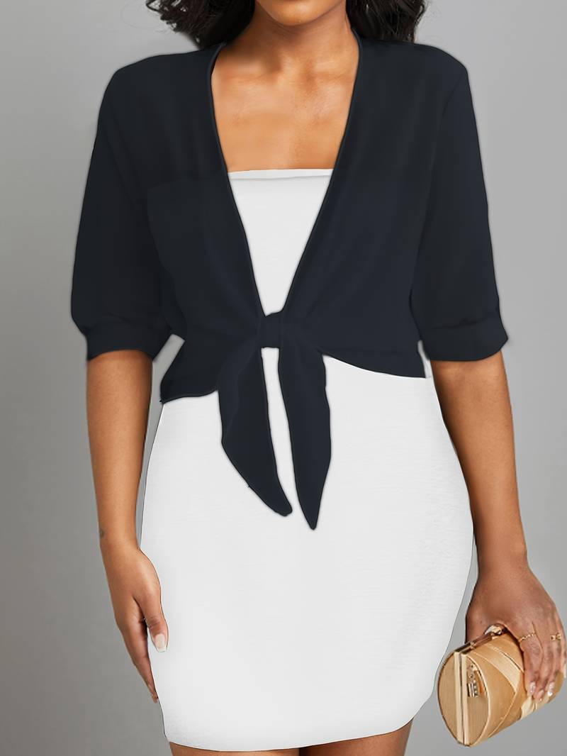 Women's Sheer Chiffon Bolero Top With A Tie – A Short And Elegant Top For Parties, Evening Wear, And Special Occasions