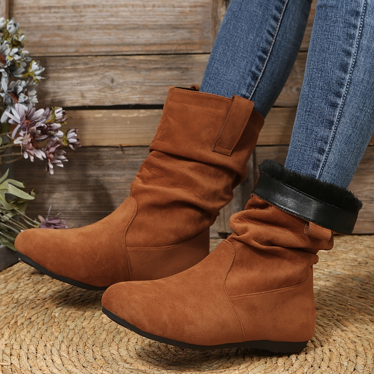 Eugenia - Warm and lined ankle boots in soft fabric