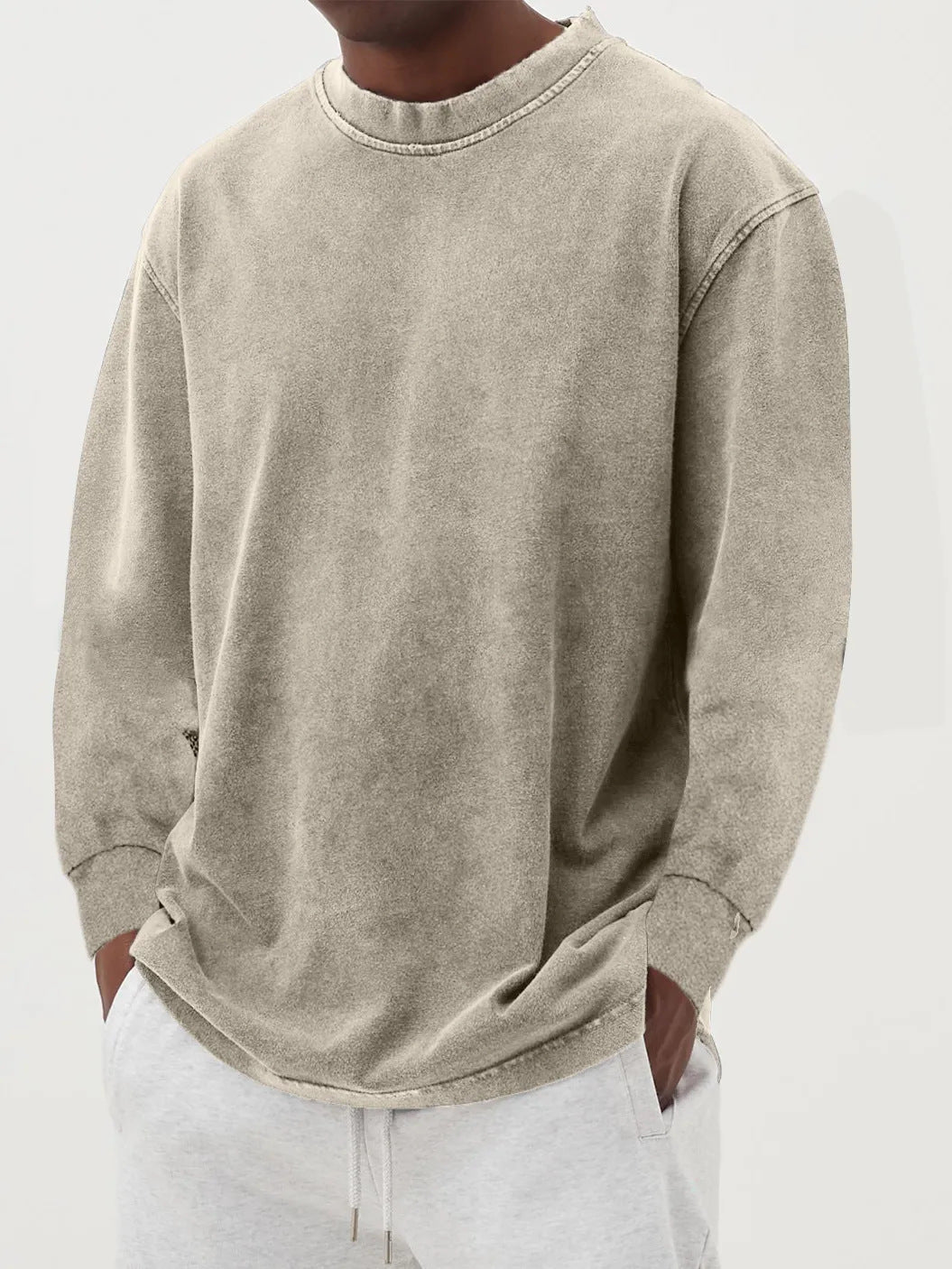 Men's Crew-neck Sweater With Dropped Shoulders—relaxed Fit For Comfortable Everyday Wear