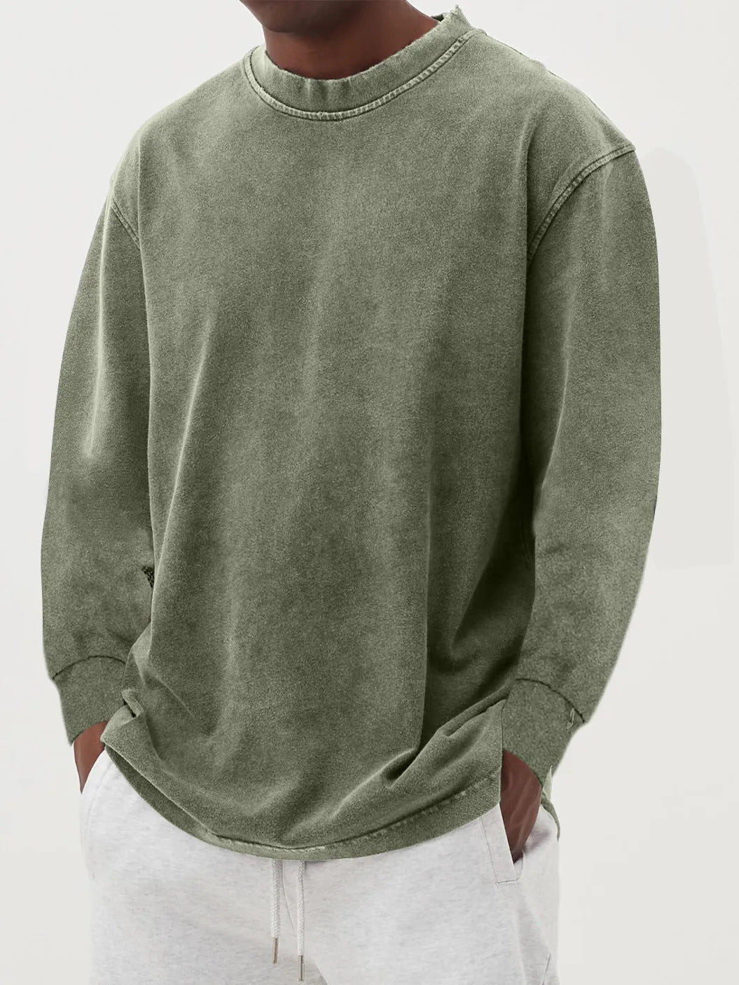 Men's Crew-neck Sweater With Dropped Shoulders—relaxed Fit For Comfortable Everyday Wear