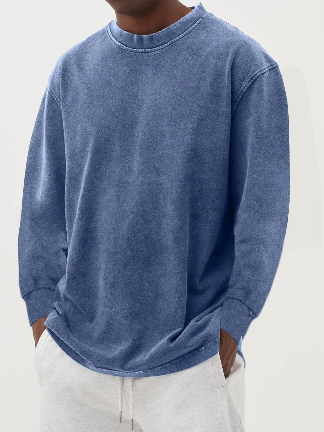 Men's Crew-neck Sweater With Dropped Shoulders—relaxed Fit For Comfortable Everyday Wear