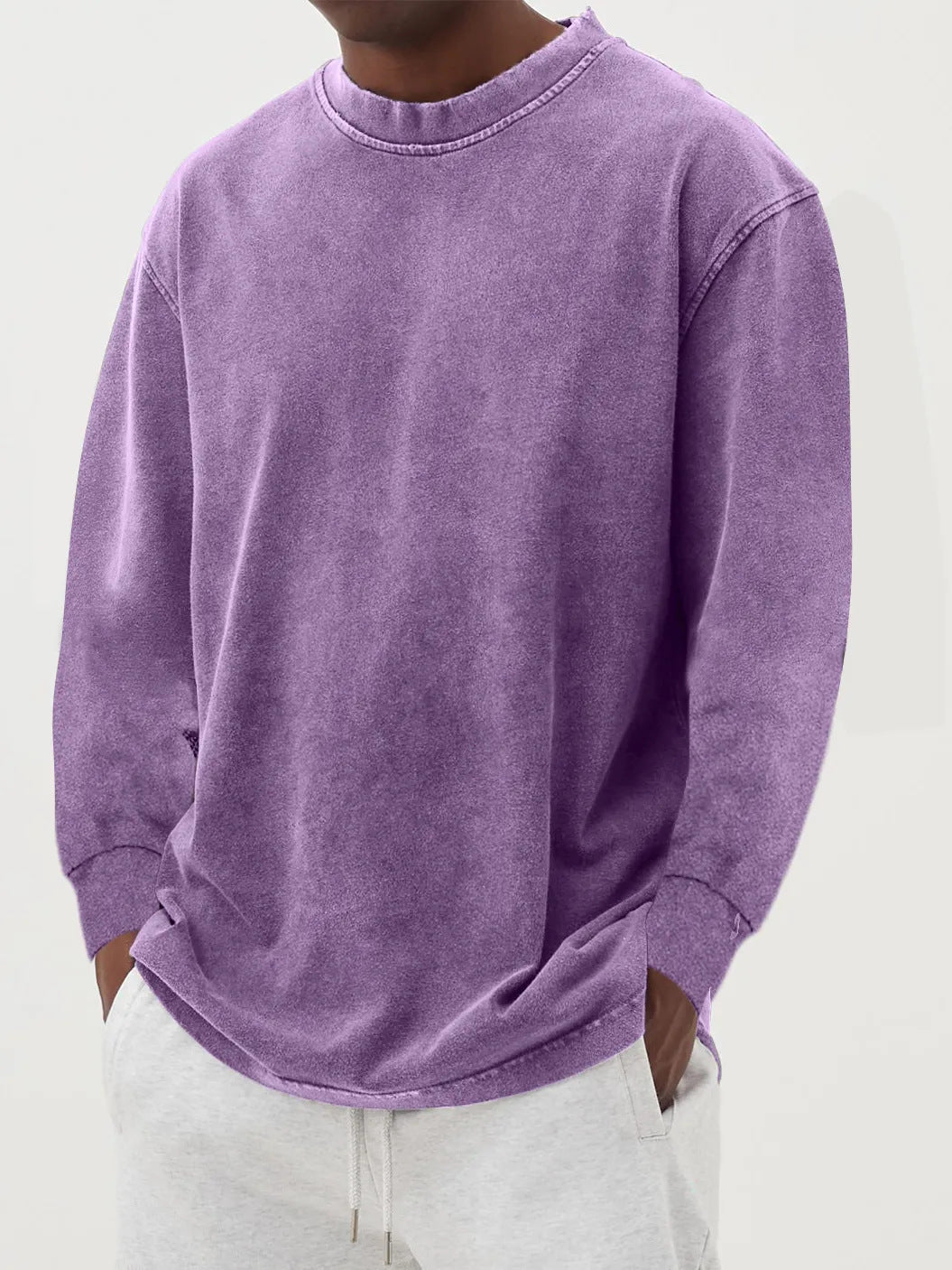 Men's Crew-neck Sweater With Dropped Shoulders—relaxed Fit For Comfortable Everyday Wear