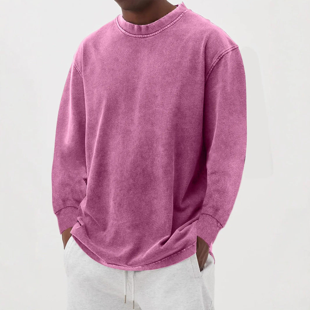 Men's Crew-neck Sweater With Dropped Shoulders—relaxed Fit For Comfortable Everyday Wear
