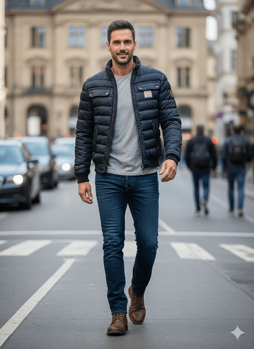 Men's Quilted City Jacket - Lightweight Warm Layer For Smart Casual Wear