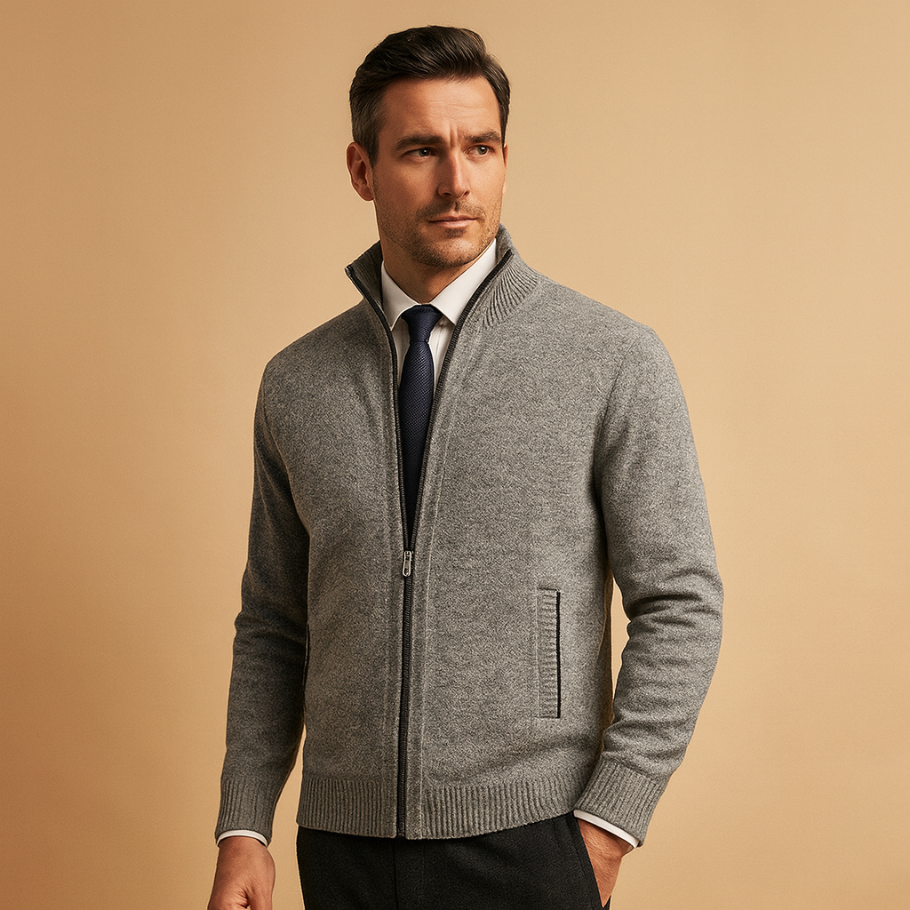 Men's Classic Zip-up Cardigan – A Timeless Knit Jacket For Fall, Winter, Everyday Wear, And Smart-casual Style