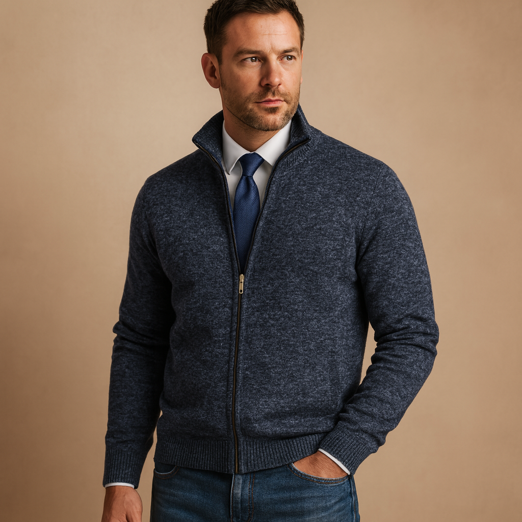 Men's Classic Zip-up Cardigan – A Timeless Knit Jacket For Fall, Winter, Everyday Wear, And Smart-casual Style