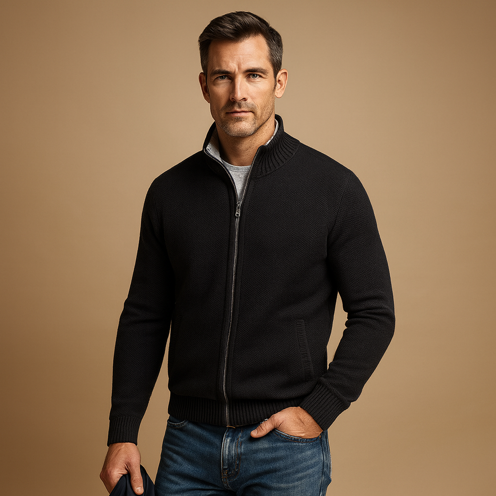 Men's Classic Zip-up Cardigan – A Timeless Knit Jacket For Fall, Winter, Everyday Wear, And Smart-casual Style