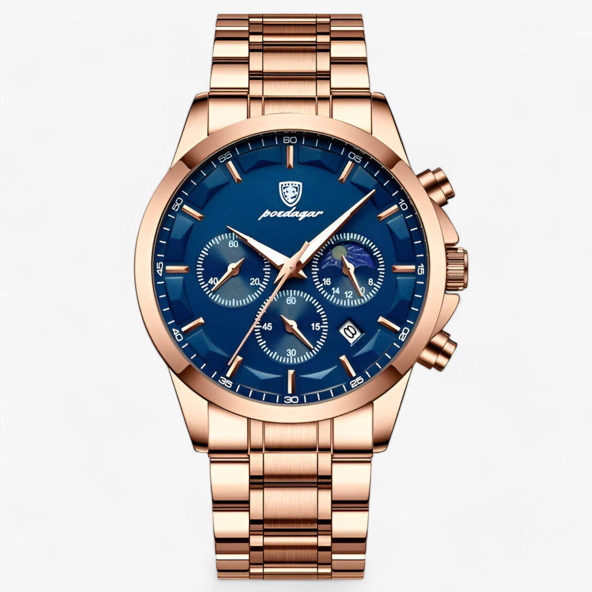 Men's Waterproof Chronograph Watch With Luminous Dial And Leather Strap – A Stylish Wristwatch For Everyday Use, Work, And Leisure