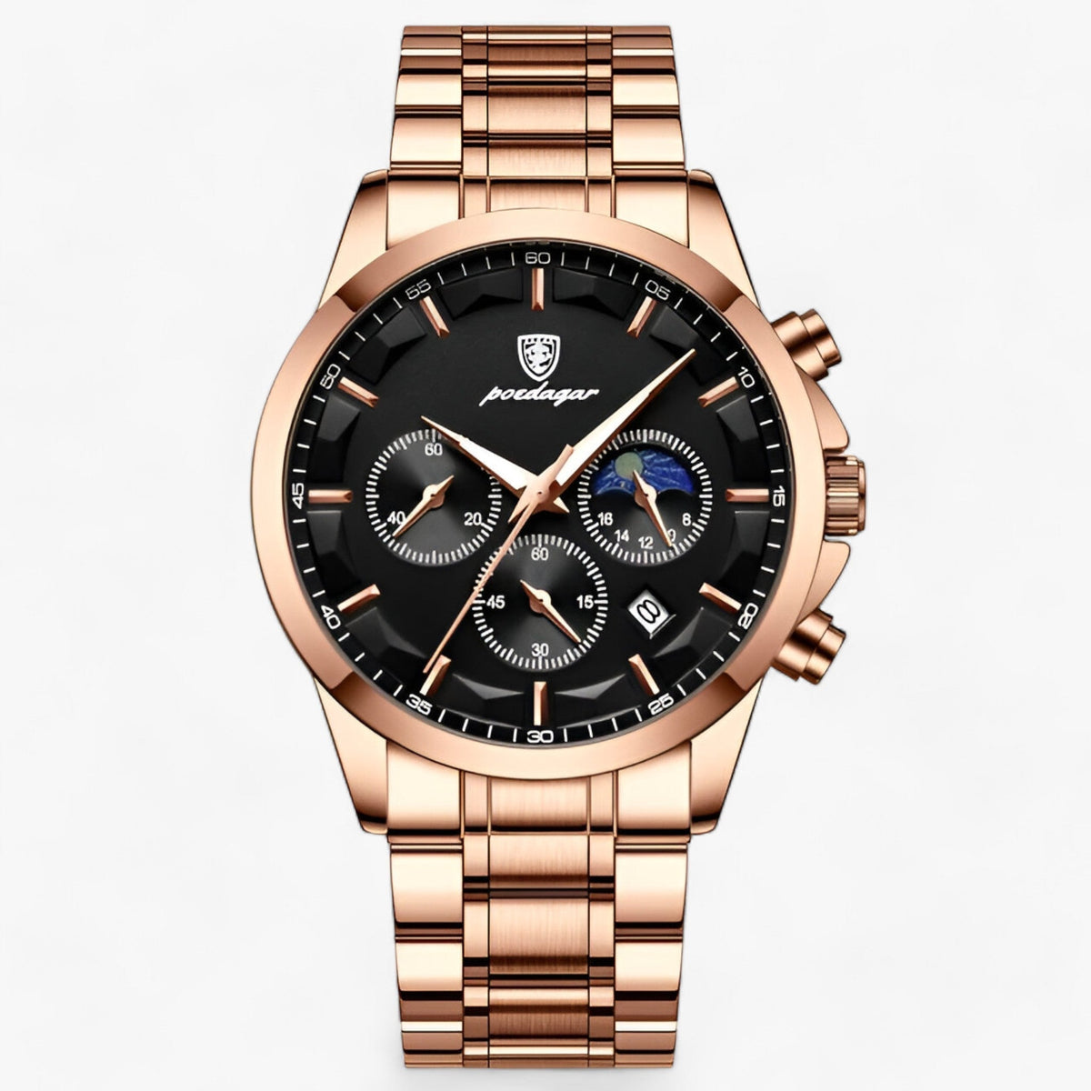 Men's Waterproof Chronograph Watch With Luminous Dial And Leather Strap – A Stylish Wristwatch For Everyday Use, Work, And Leisure