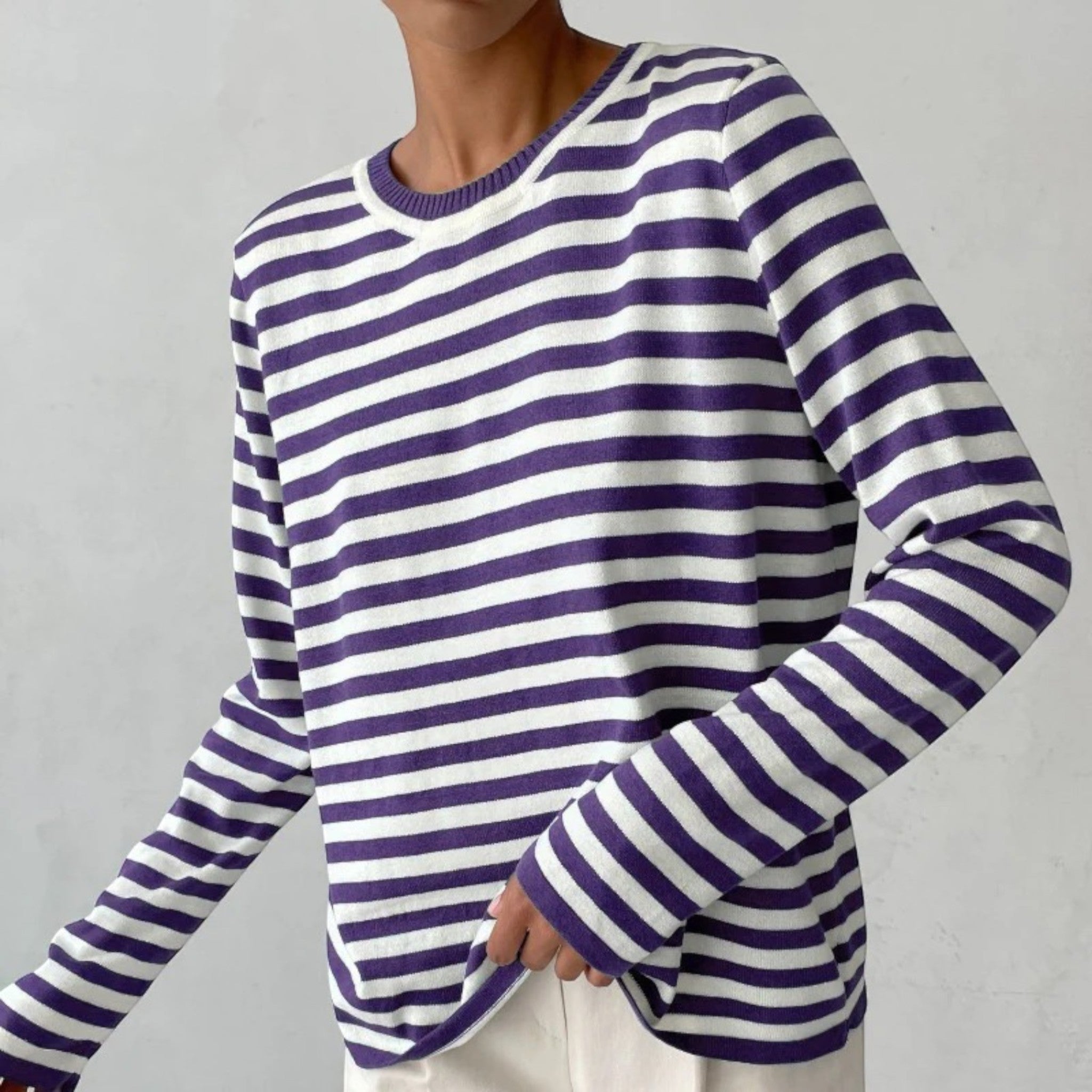 Umbra – Classic Long Sleeve Striped T-Shirt for Women