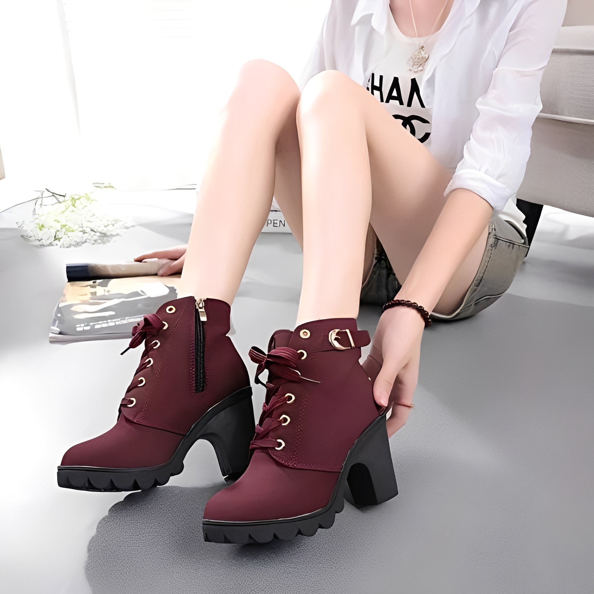 Umberta – Trendy Block Heel Ankle Boots for Women