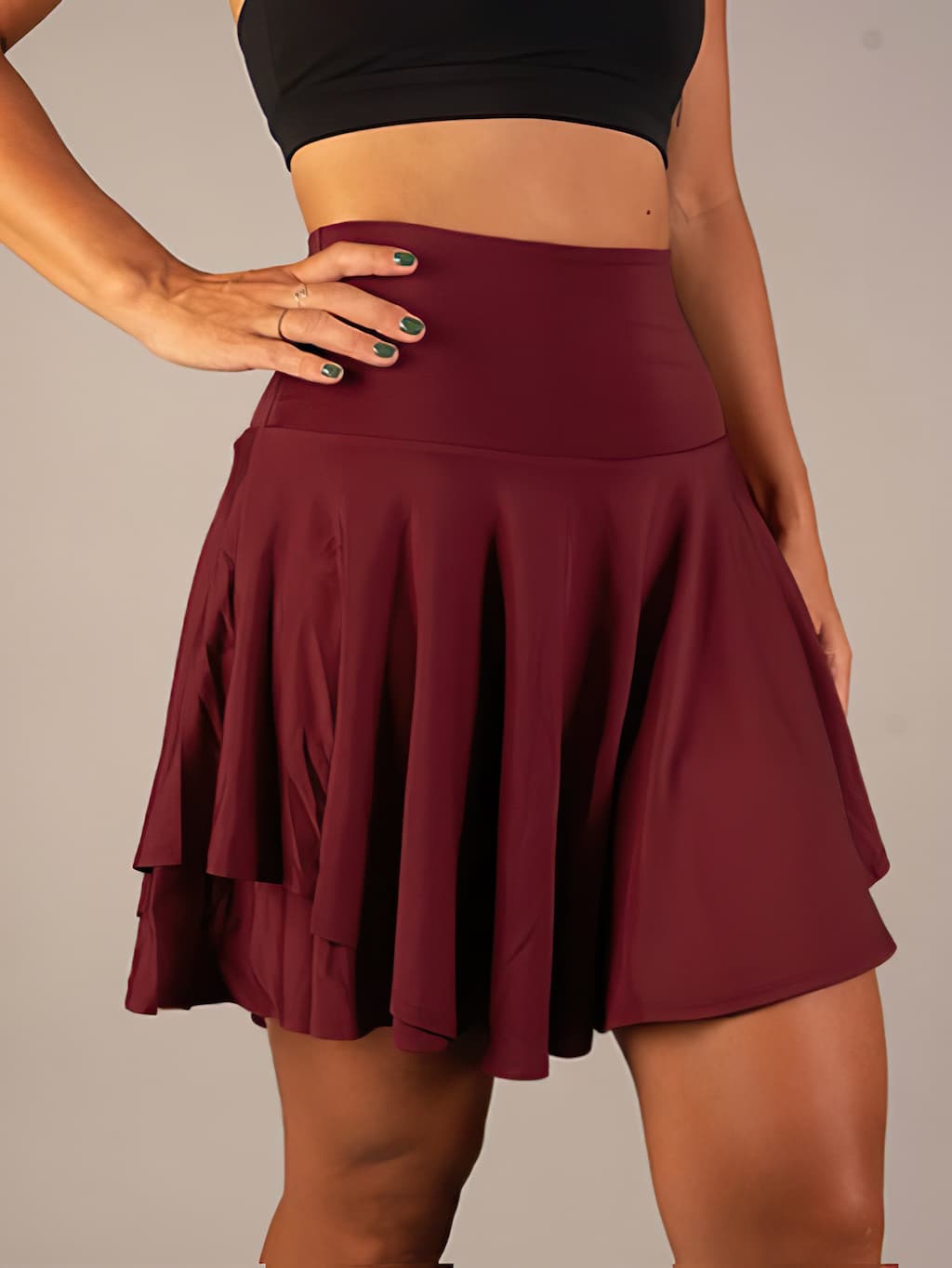 Women's High-waisted Sports Shorts With A Flared Skirt—a Sporty And Versatile Design For Workouts, Tennis, And Active Leisure