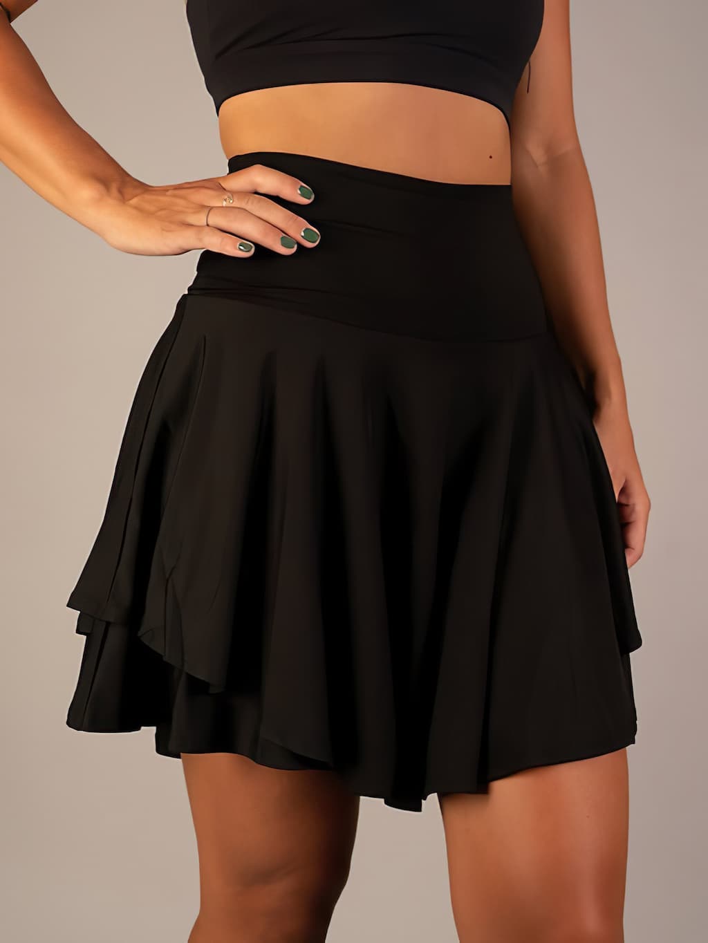 Women's High-waisted Sports Shorts With A Flared Skirt—a Sporty And Versatile Design For Workouts, Tennis, And Active Leisure