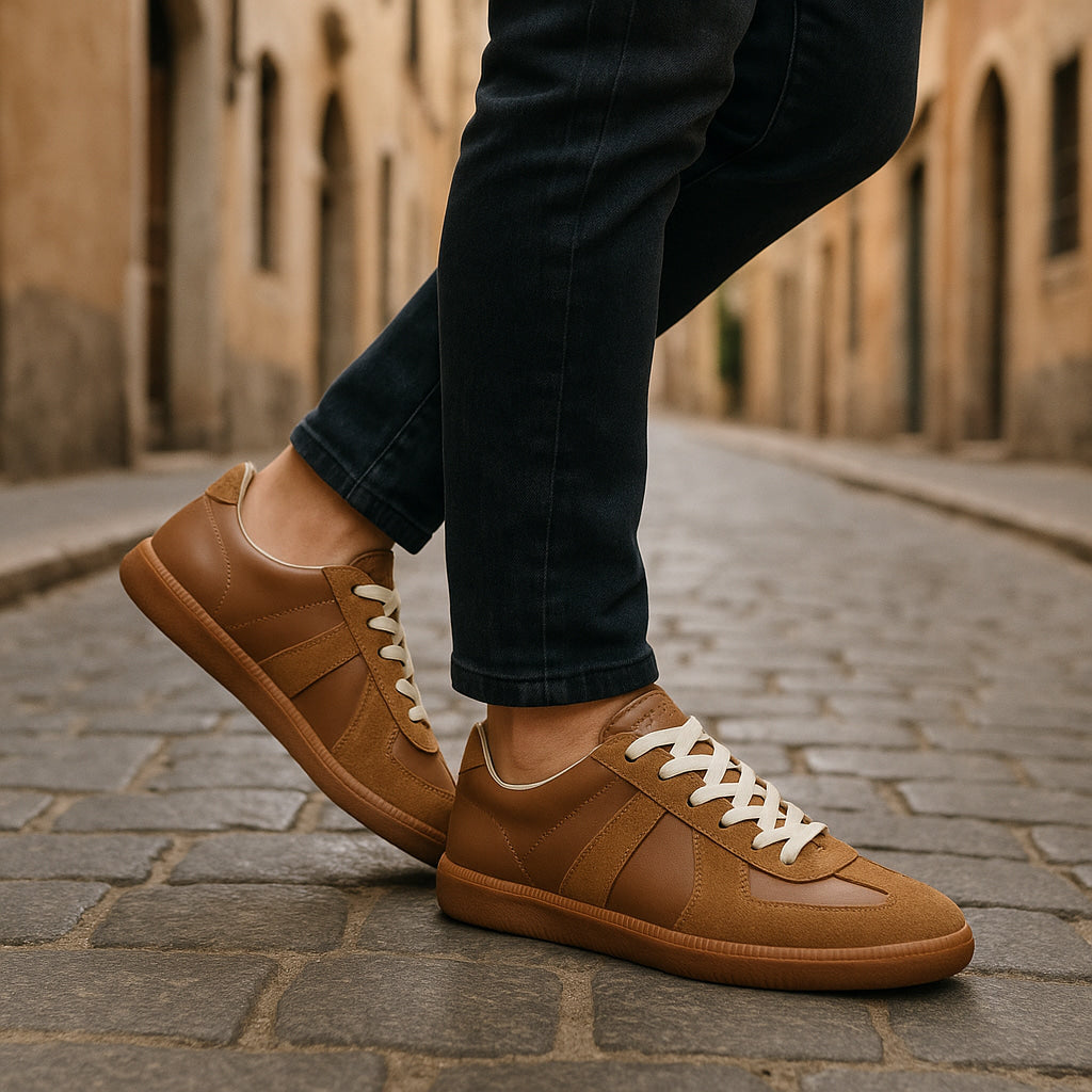 Men's Retro Sneakers With A Panel Design And Lace-up Closure – Classic Low-top Shoes For Everyday Wear, Leisure, And Casual Style