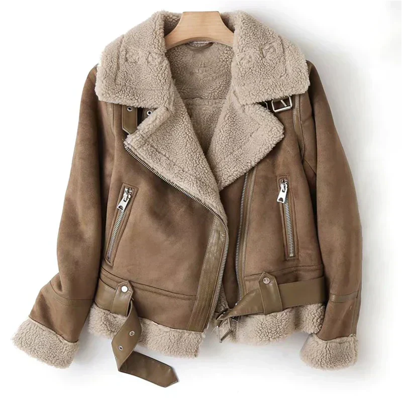 Women's Biker-style Leather Jacket With Sherpa Lining – Warm Jacket For Fall, Winter, Everyday Wear, And Leisure