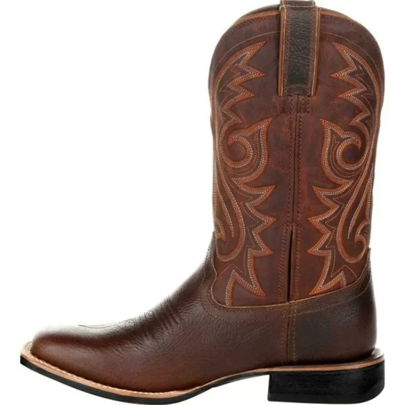 Women's Western Cowboy Boots With An Embroidered Design And A Mid-height Shaft – Casual Boots For Everyday Wear, Festivals, And Leisure