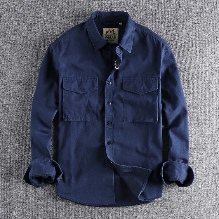 Men's Utility Overshirt - Double-pocket Button-up Casual Layer