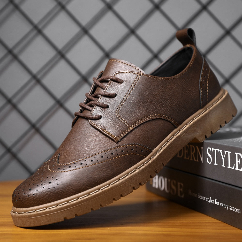 Men's Derby Shoes With Laces, Moc-toe Stitching, And A Sturdy Sole—versatile Shoes For Everyday Wear And Smart-casual Style