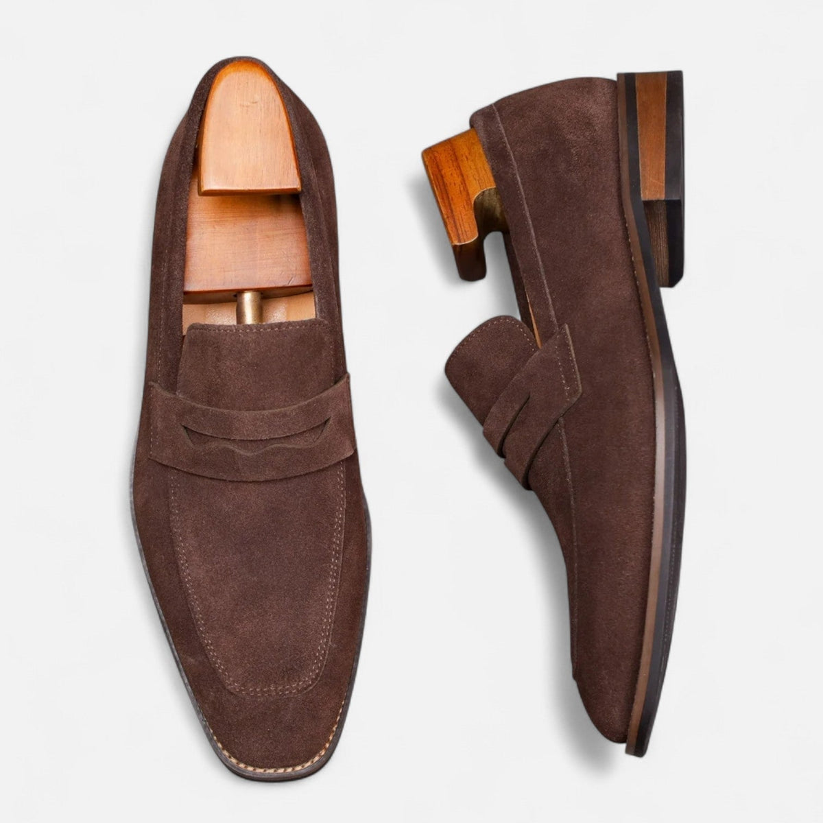 Men's Suede Loafers With Penny Detail – Classic Slip-on Shoes For The Office, Everyday Wear, Parties, And Smart-casual Style