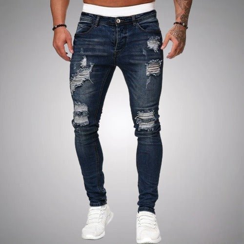 Men's Slim-fit Jeans With Stretch And Ripped Details – Comfortable Jeans For Everyday Wear, Leisure, And Casual Style