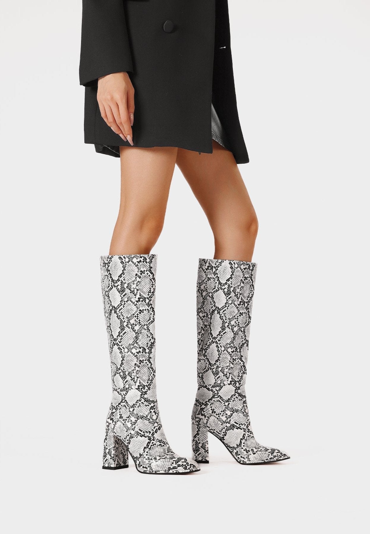Loretta - High Heeled Women's Python Print Boots