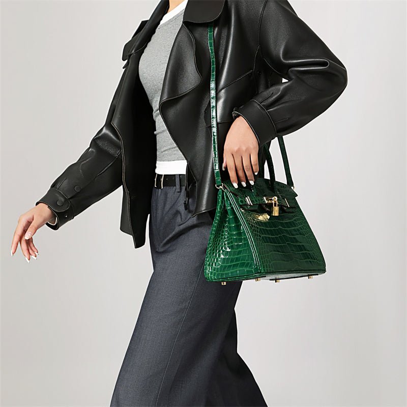 Women's Genuine Leather Handbag - Elegant Functional Everyday Carry For Work And Casual Use