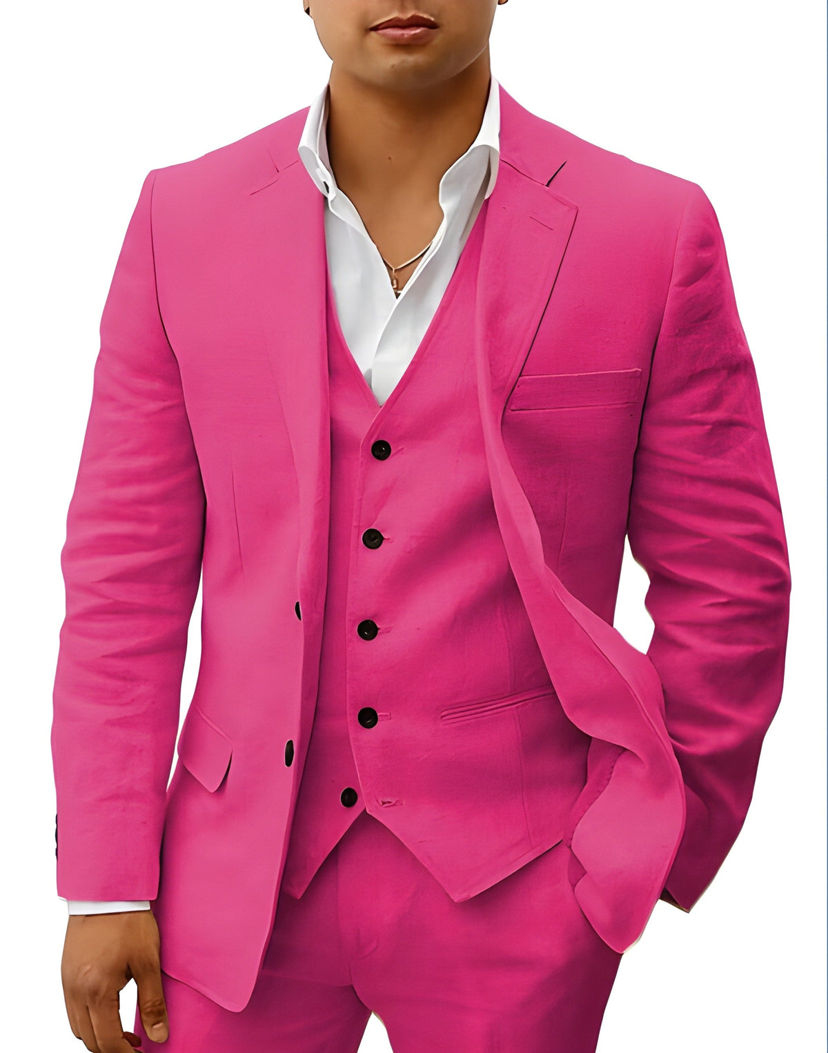 Men's Three-Piece Notch Lapel Tailored Wedding Suit - Formal Suit Set for Special Occasions