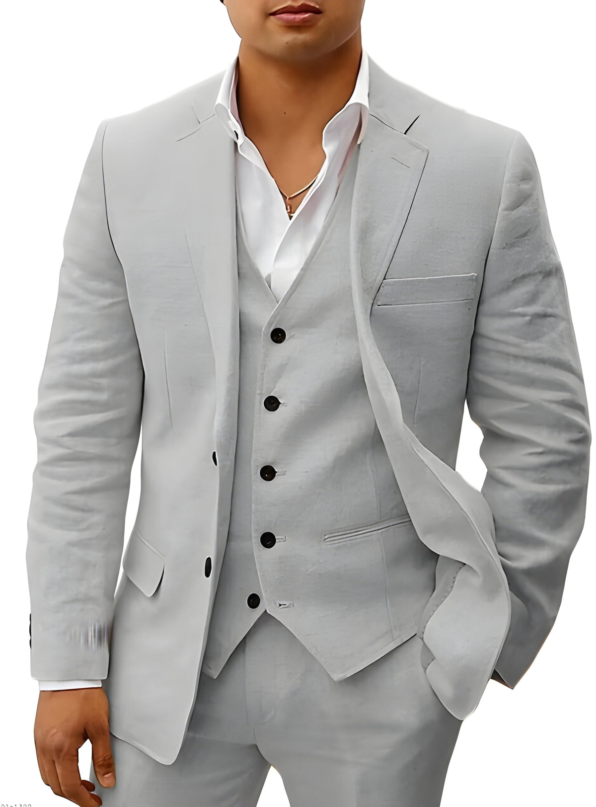 Men's Three-Piece Notch Lapel Tailored Wedding Suit - Formal Suit Set for Special Occasions