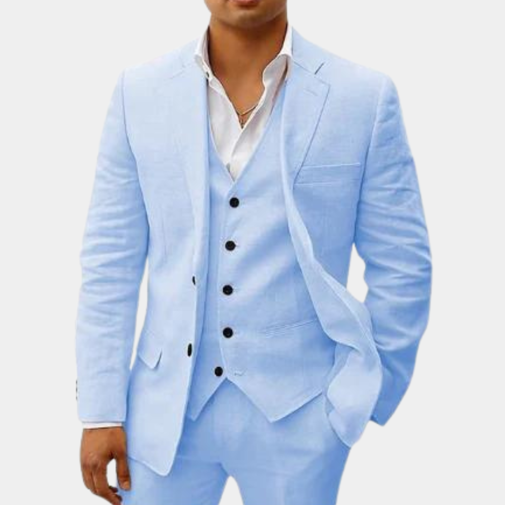Men's Three-Piece Notch Lapel Tailored Wedding Suit - Formal Suit Set for Special Occasions