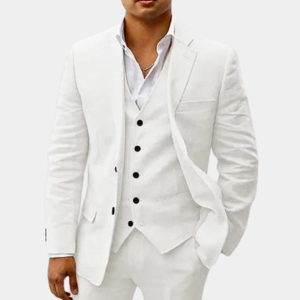 Men's Three-Piece Notch Lapel Tailored Wedding Suit - Formal Suit Set for Special Occasions