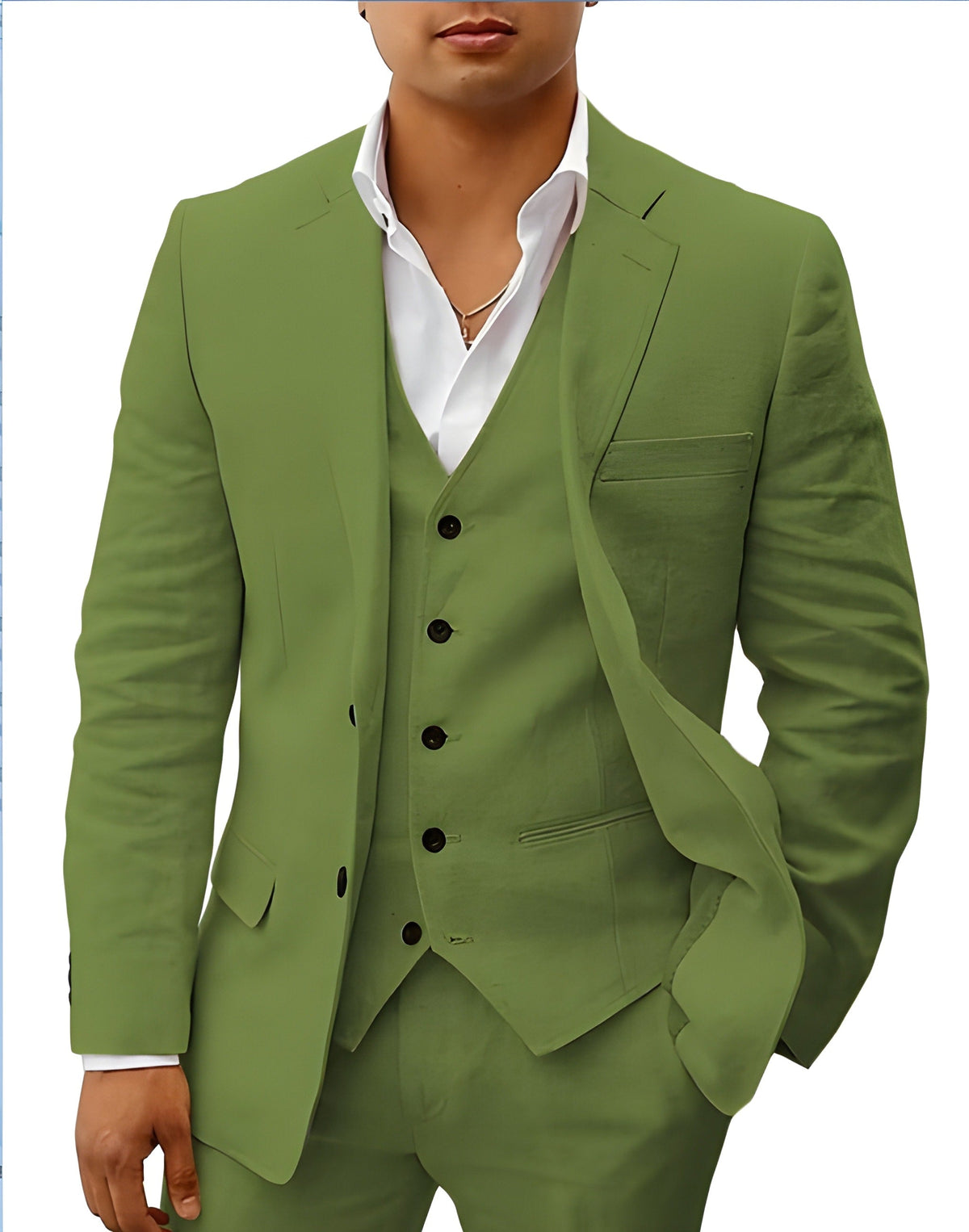 Men's Three-Piece Notch Lapel Tailored Wedding Suit - Formal Suit Set for Special Occasions