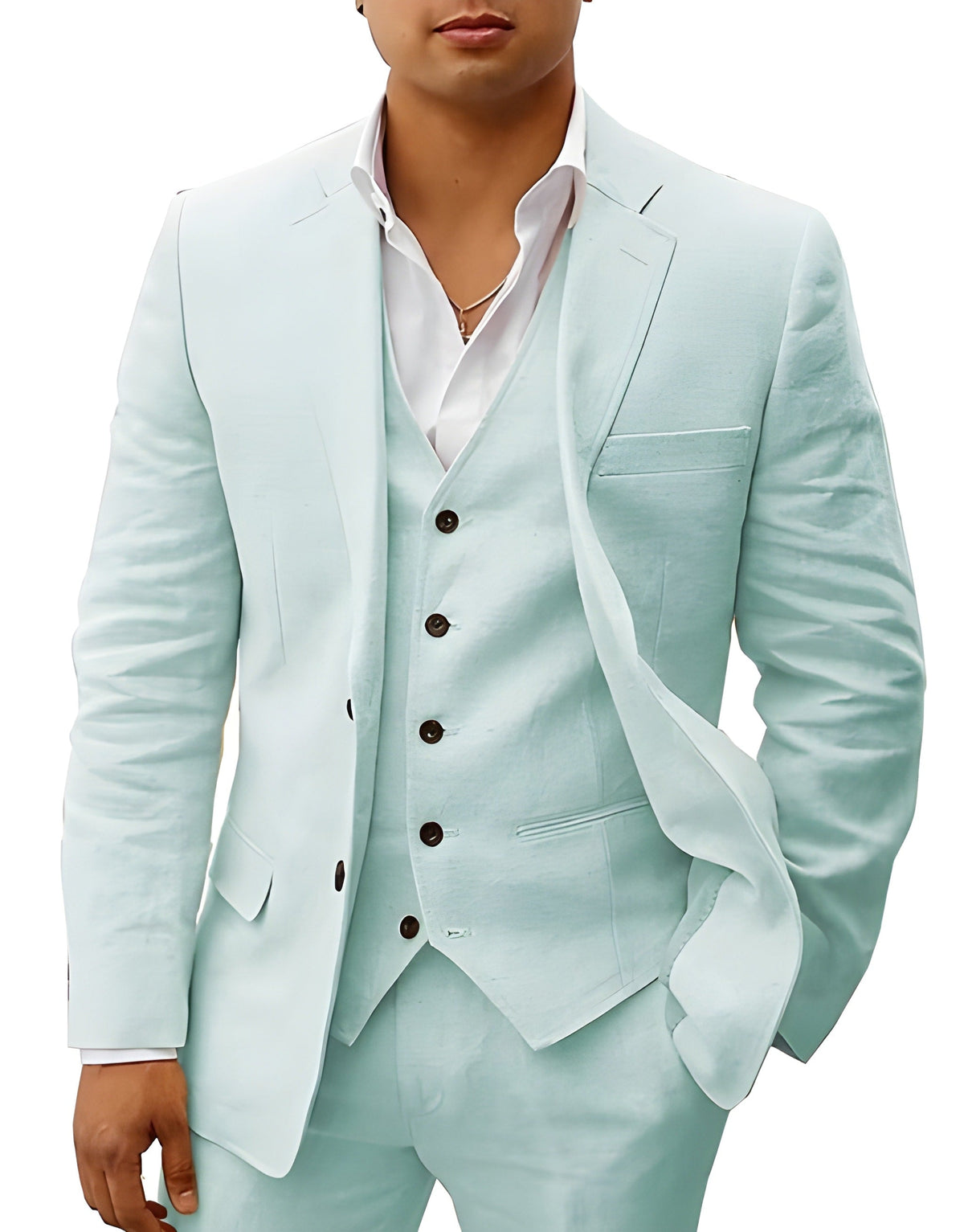 Men's Three-Piece Notch Lapel Tailored Wedding Suit - Formal Suit Set for Special Occasions