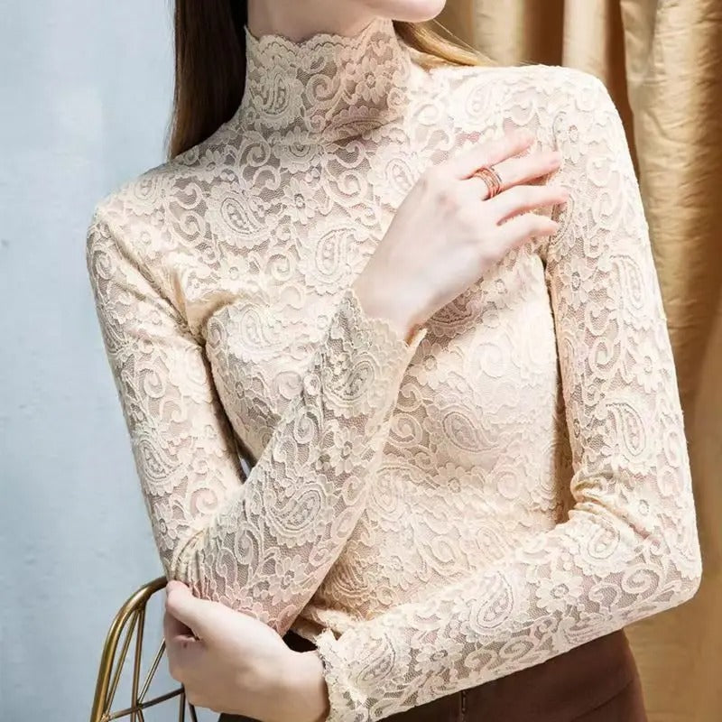 Milena - Elegant Long Sleeve Lace Top for Women