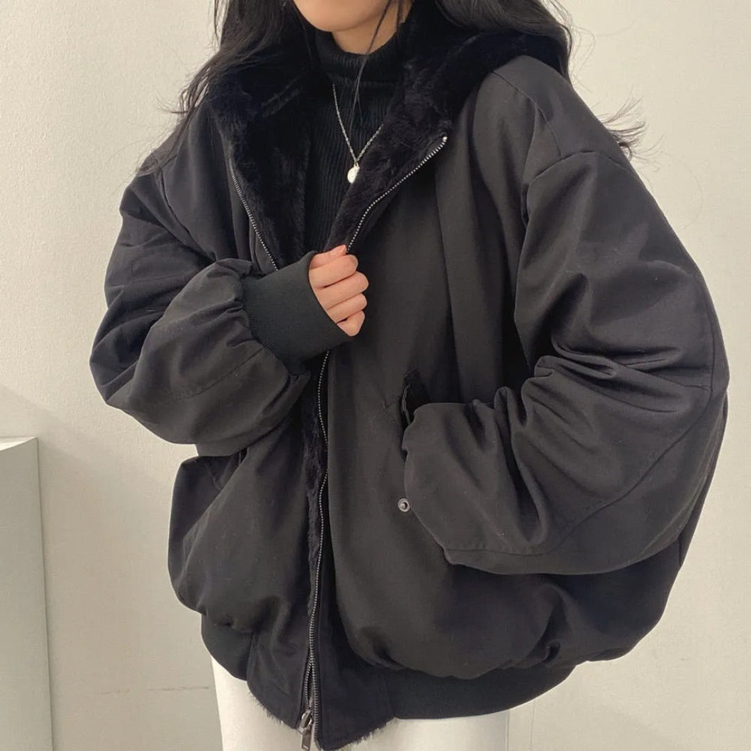 Women's Oversized Hooded Bomber Jacket – A Casual And Practical Winter Jacket For Everyday Wear And Chilly Days
