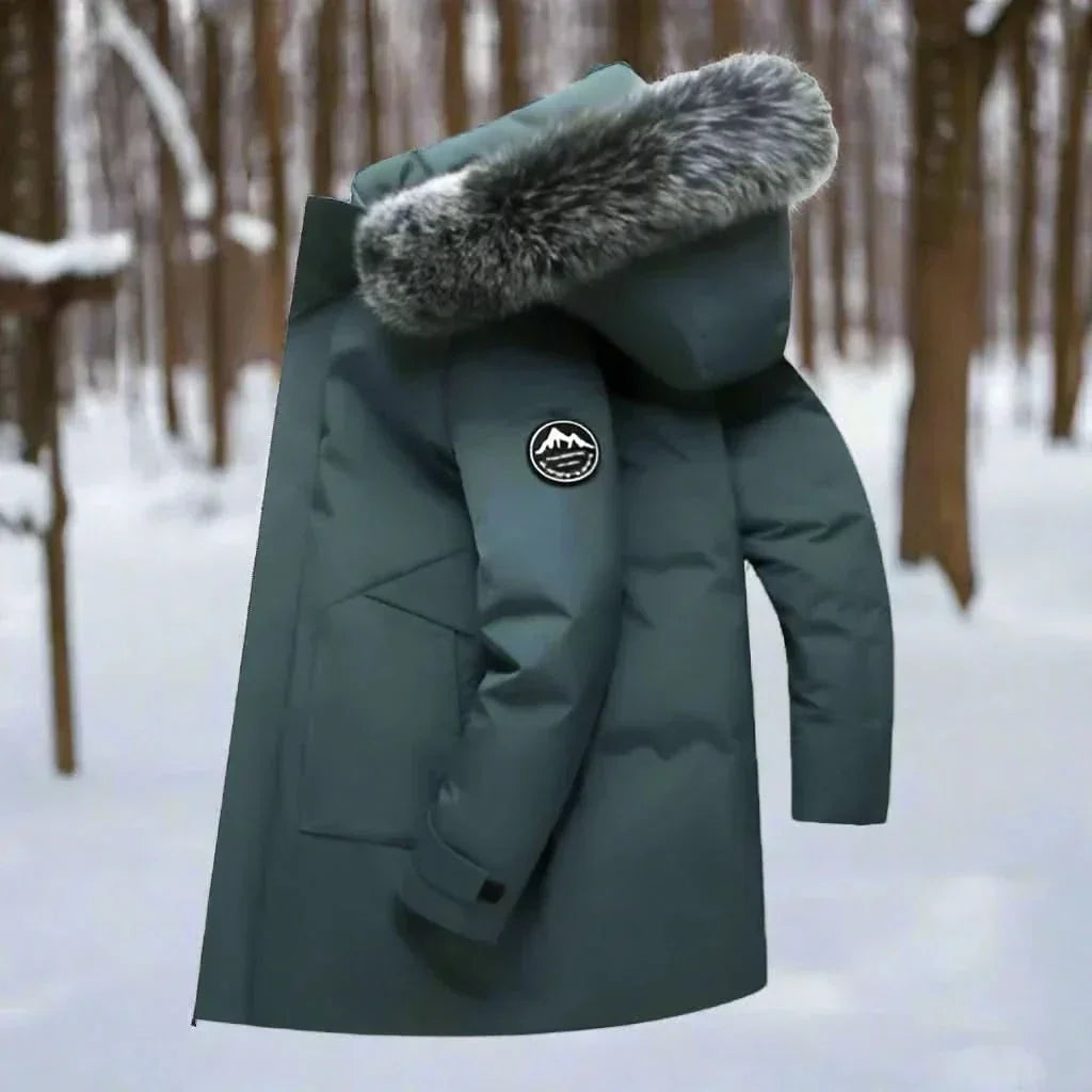 Men's Water-repellent Winter Parka - Long Hooded Coat For Outdoor Wear