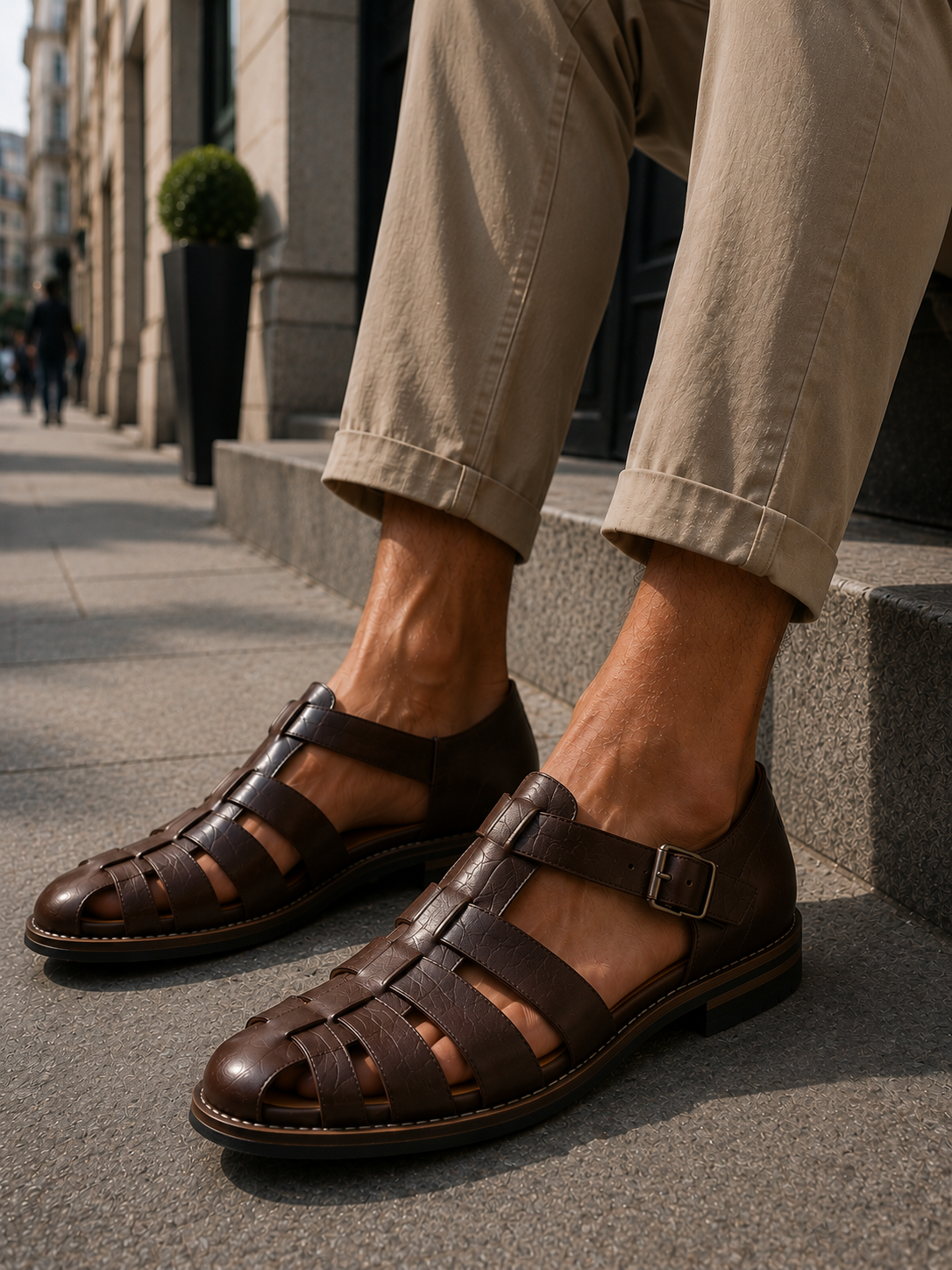 Men's Closed Toe Fisherman Sandals - Classic Summer Footwear For Casual Everyday Wear