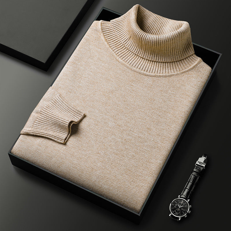 Men's cashmere-blend turtleneck knit sweater with a ribbed texture – An elegant and warm knit for fall, winter, everyday wear, and smart-casual style