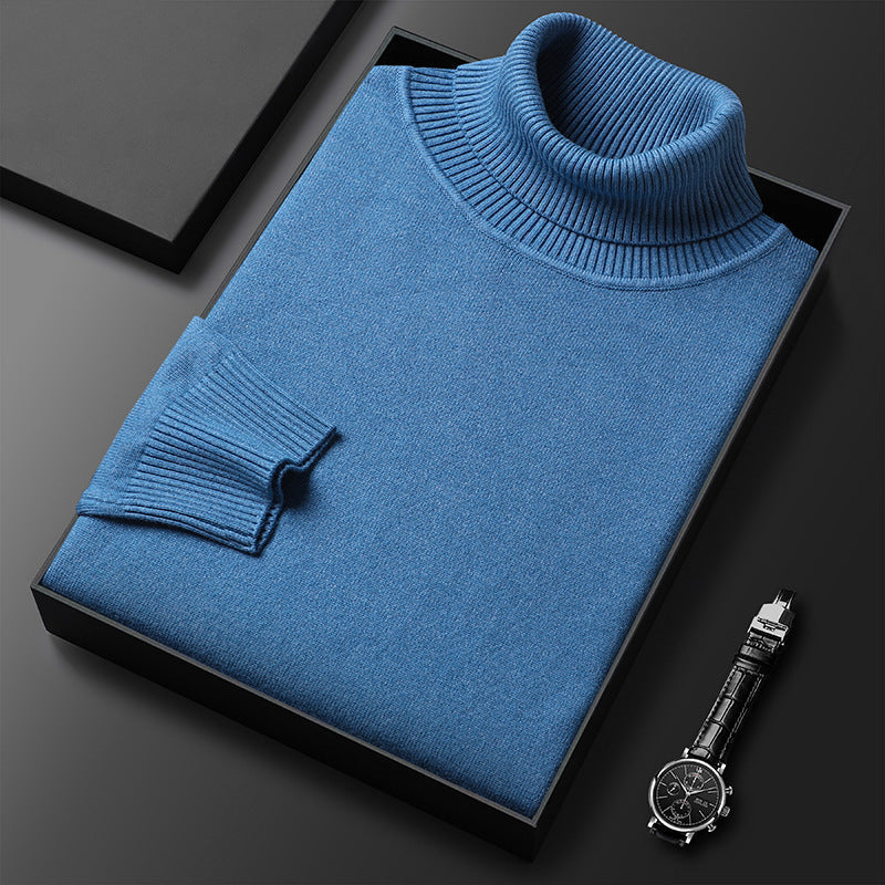 Men's cashmere-blend turtleneck knit sweater with a ribbed texture – An elegant and warm knit for fall, winter, everyday wear, and smart-casual style
