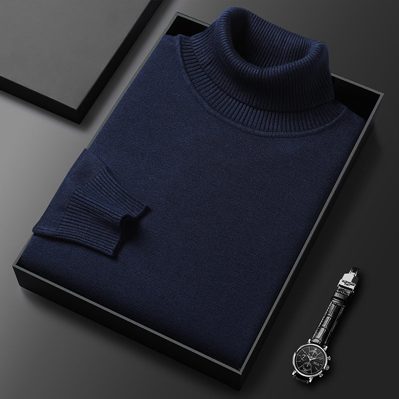 Men's cashmere-blend turtleneck knit sweater with a ribbed texture – An elegant and warm knit for fall, winter, everyday wear, and smart-casual style