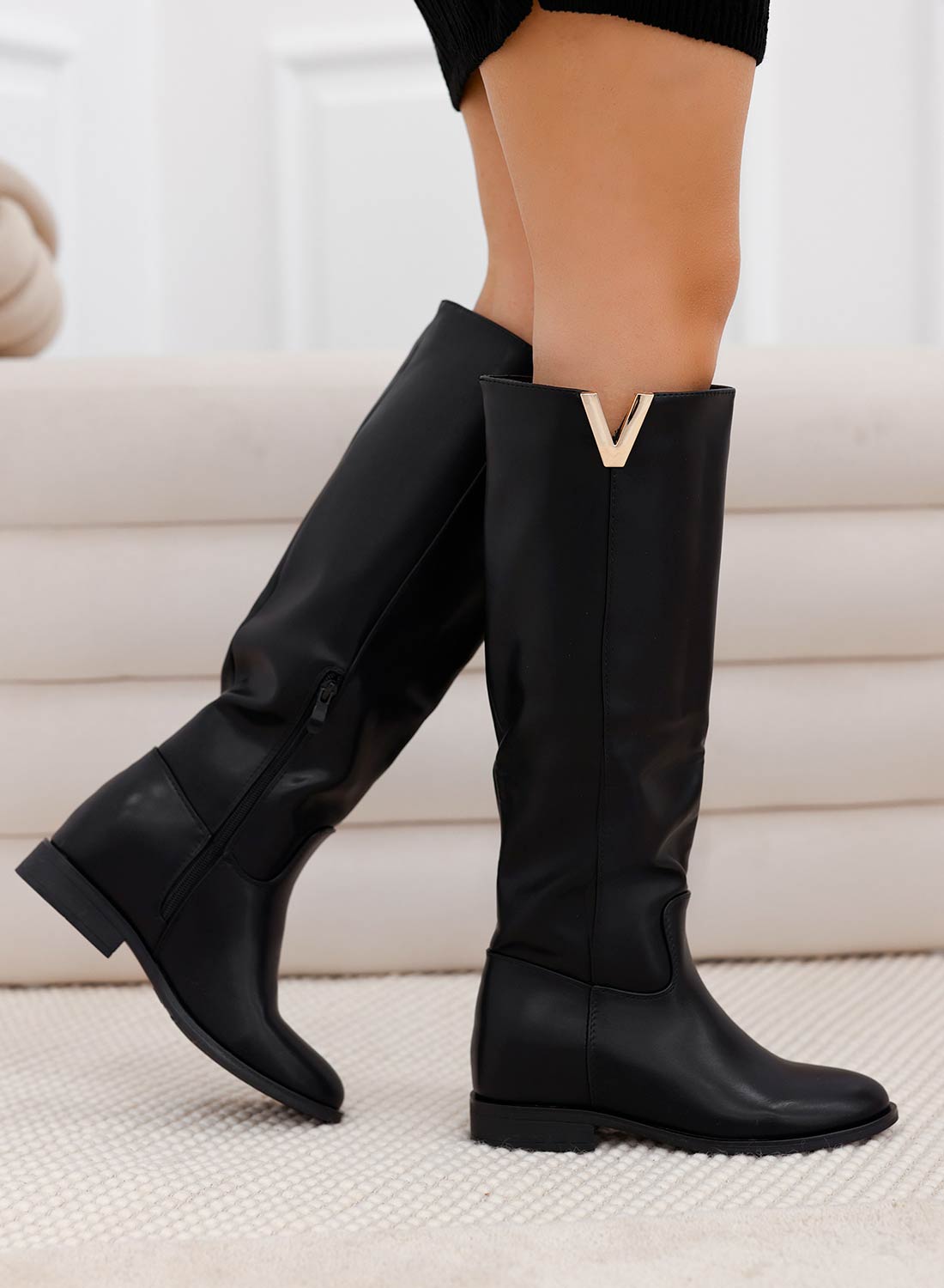 Ivana – Black Women's Wedge Boots