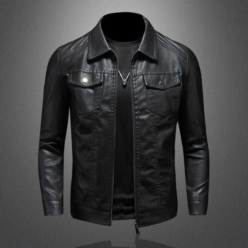 Men's Vintage Leather Jacket – Classic And Comfortable Outerwear For Fall, Winter, Everyday Wear, And Leisure