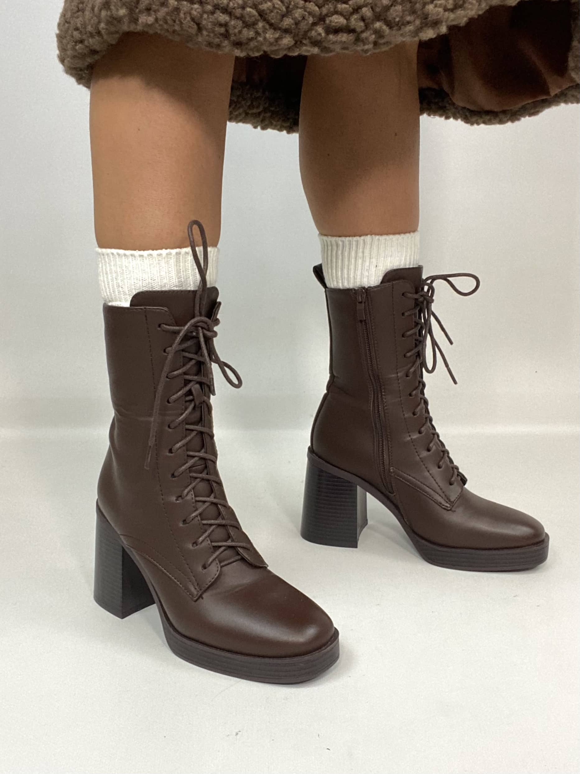 Joelle - Lace-Up Ankle Boots with Wide Heel