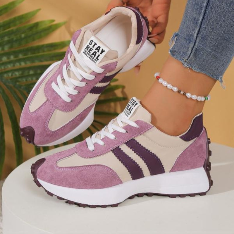 Women's Suede Platform Sneakers - Retro-inspired Running Trainers For Stylish Everyday Wear