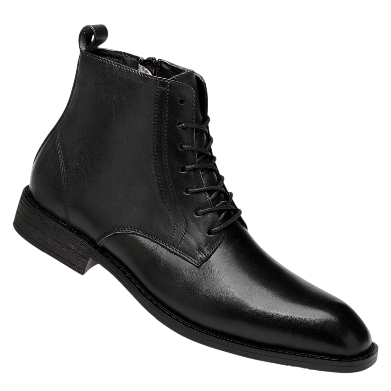 Men's Genuine Leather Ankle Boots With Laces And A Vintage-inspired Design – Elegant Boots For The Office, Parties, And Smart-casual Looks