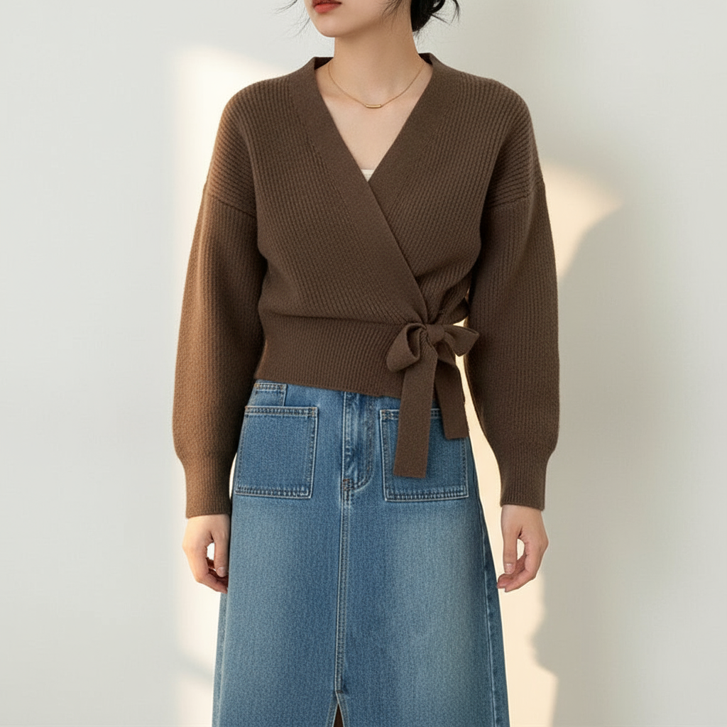 Lynette – Chic Wrap Cardigan with Elegant Tie