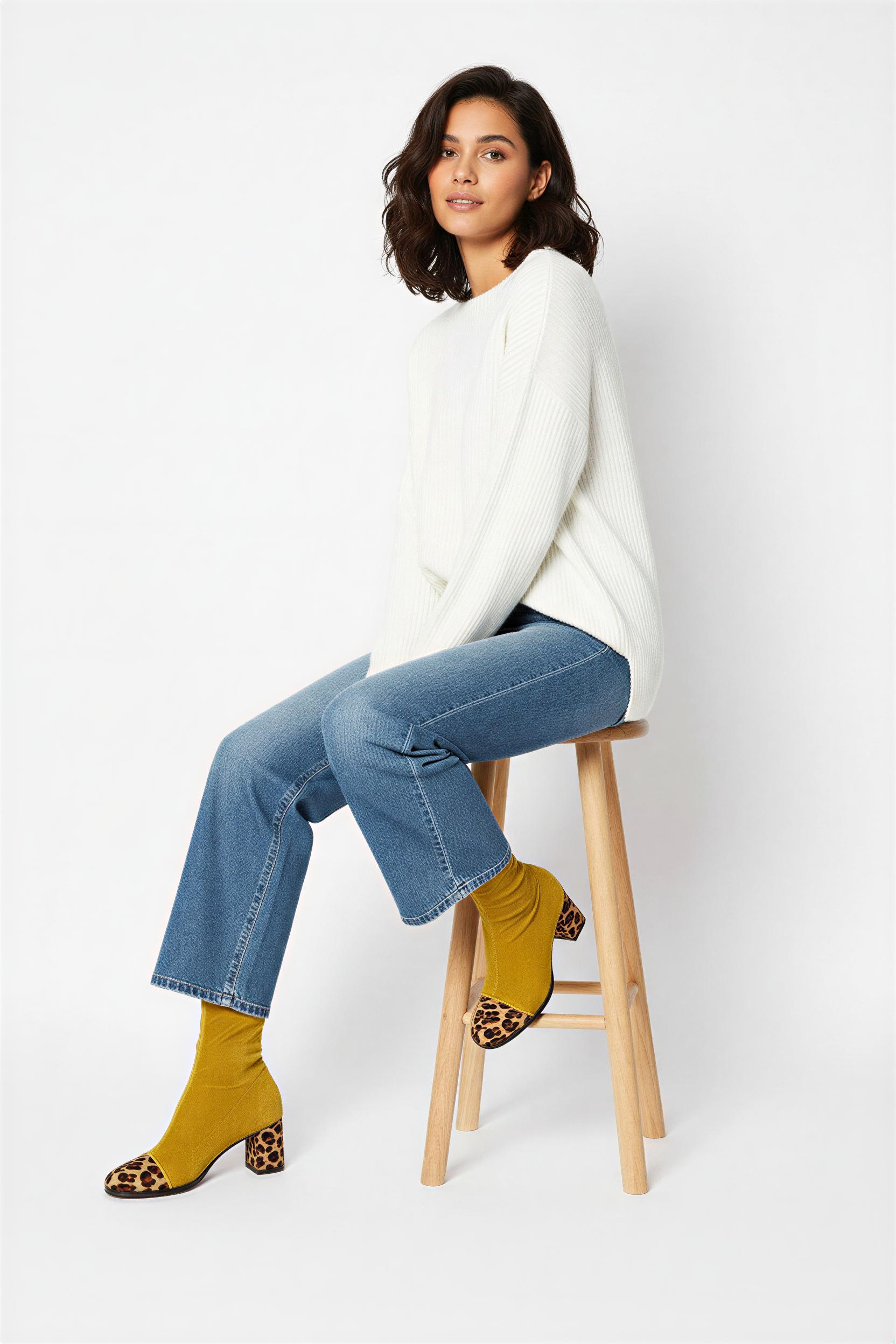 Indira - Eclectic Women's Autumn Ankle Boots with Stripes