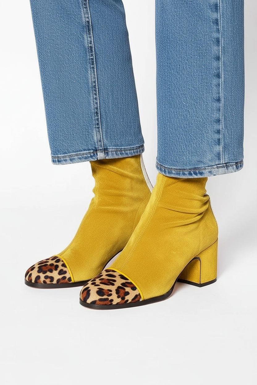 Indira - Eclectic Women's Autumn Ankle Boots with Stripes