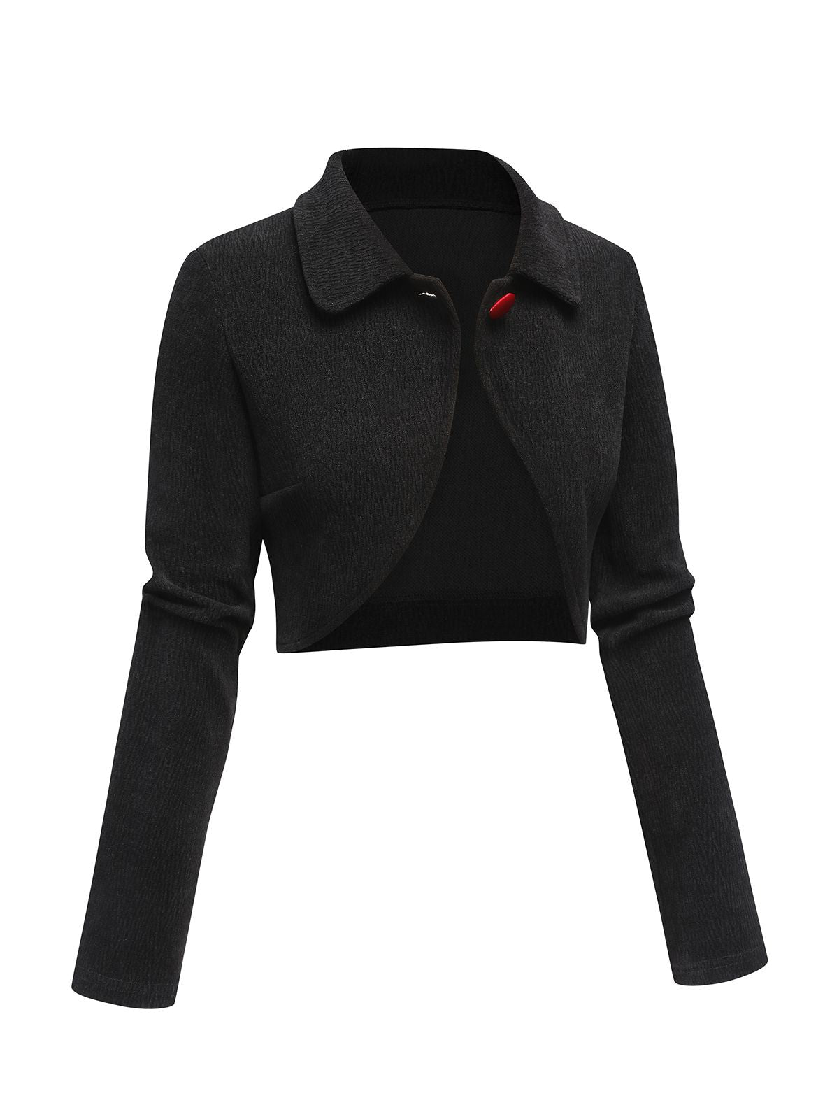 Evelina - Short Black Jacket in Structured Knit