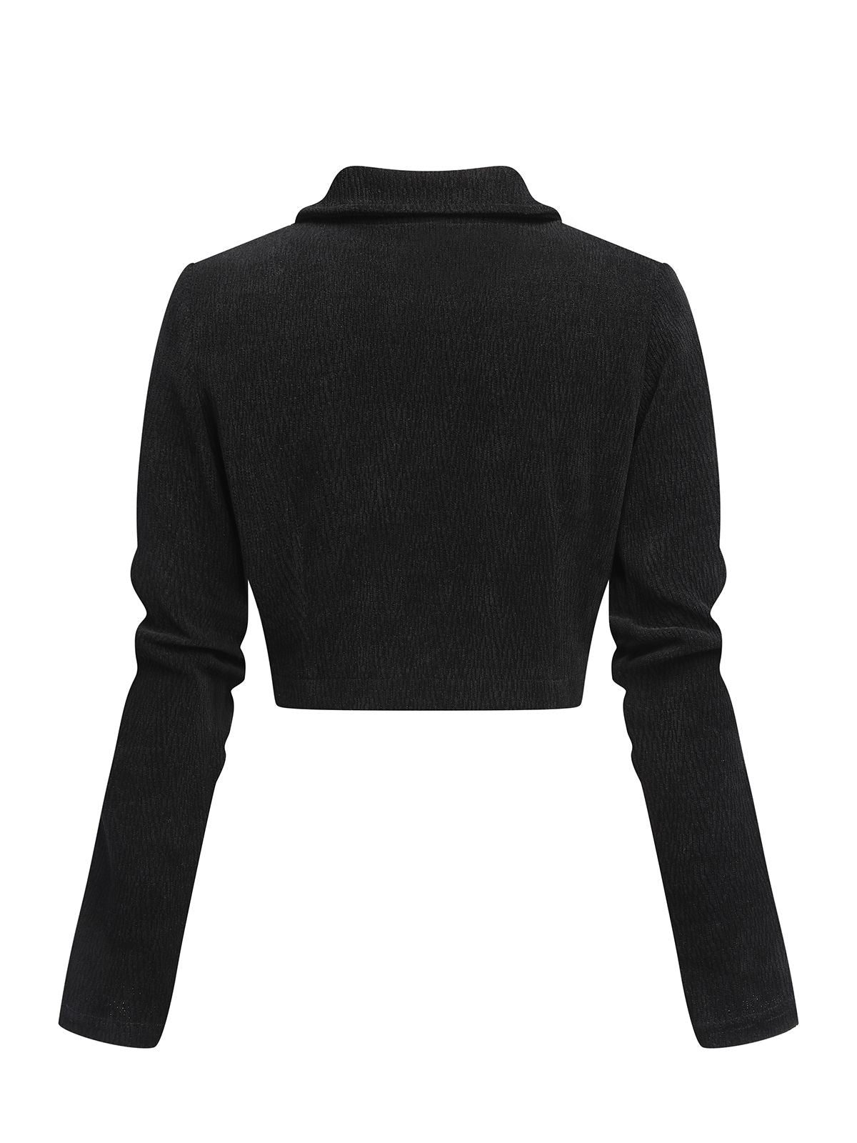 Evelina - Short Black Jacket in Structured Knit