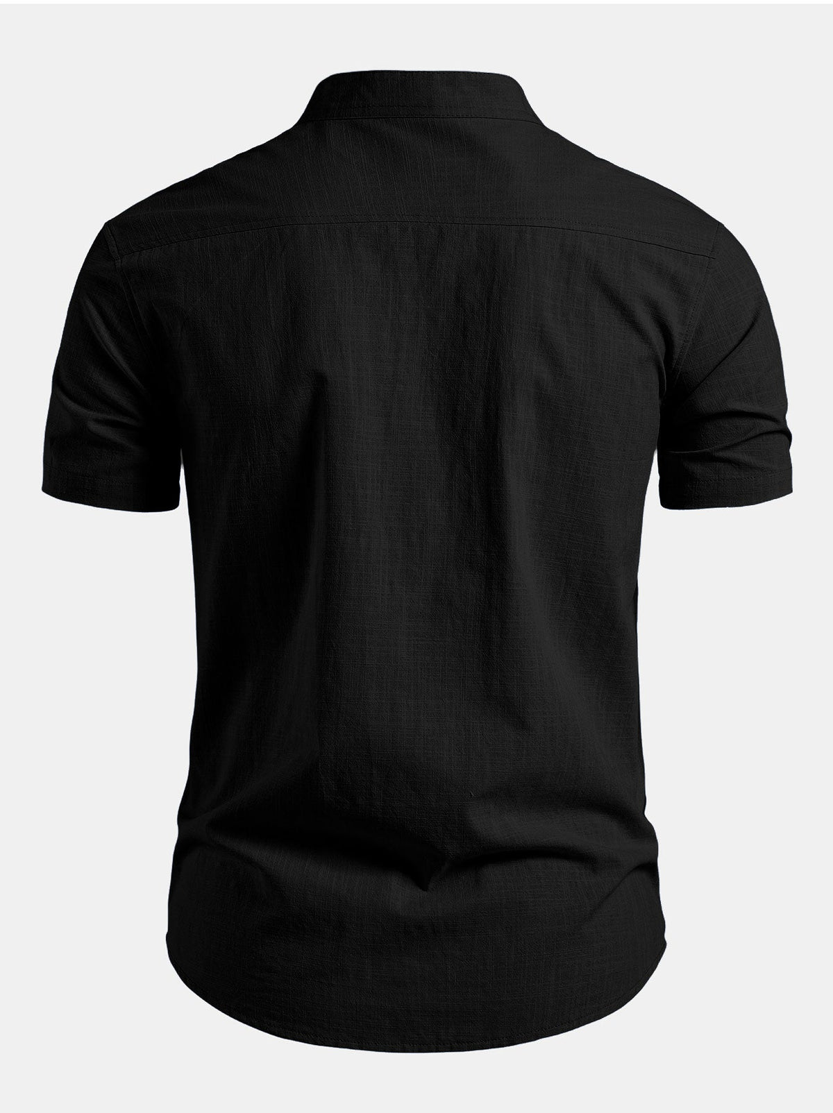 Men's Short-sleeve Shirt With A Stand-up Collar And Tailored Fit – A Minimalist Shirt For Summer, Everyday Wear, And Smart-casual Style
